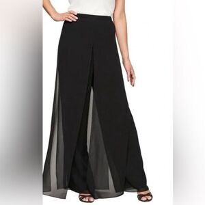 Adrianna Papell Evenings Black Chiffon Wide Leg Palazzo Pants 8